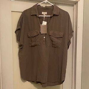 Thread & Supply Brown Short Sleeve Blouse